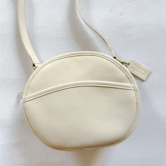 Coach Cream Leather Round Crossbody Bag - Picture 2 of 11